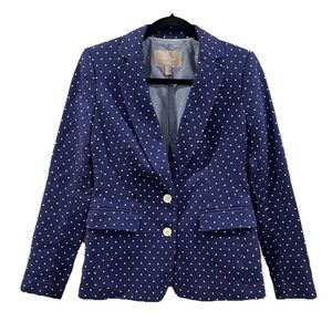 Banana Republic Polka Dot Blazer Jacket Blue White Women’s Size 2 Two Button